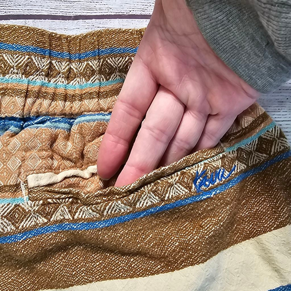 Kavu medium pull on short w/Aztec design. Brown, blue, cream - Picture 9 of 10